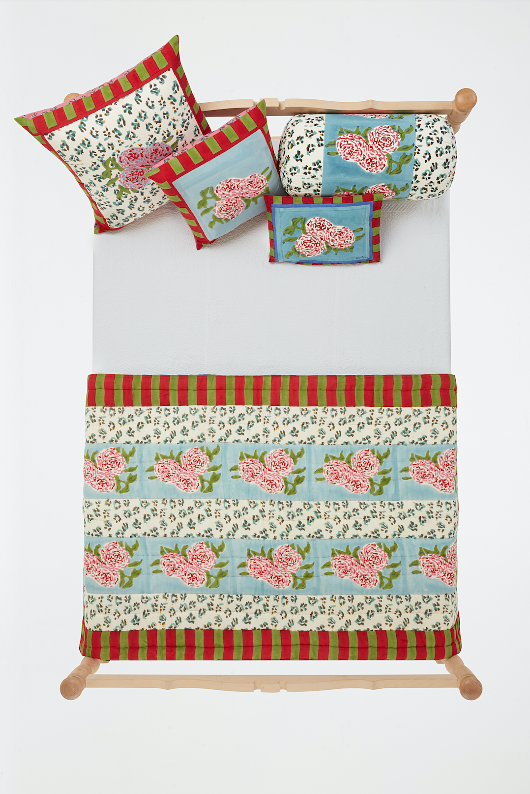 Lisa Corti Pillow Cover Bolster Leopard Stripes Green cm 47x77 - Milk Concept Boutique