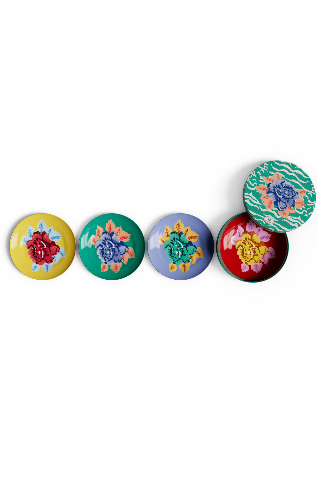 Lisa Corti Porcelain Dessert plates assorted Indian Tiger set of 4 - Milk Concept Boutique