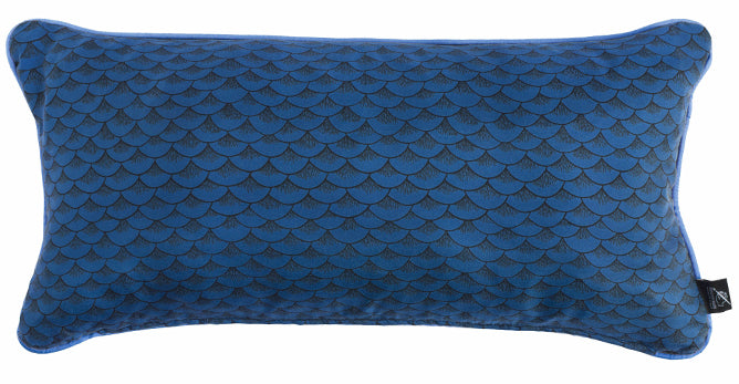 Fornasetti Silk cushion Sardine blue 50x25cm - Milk Concept Boutique