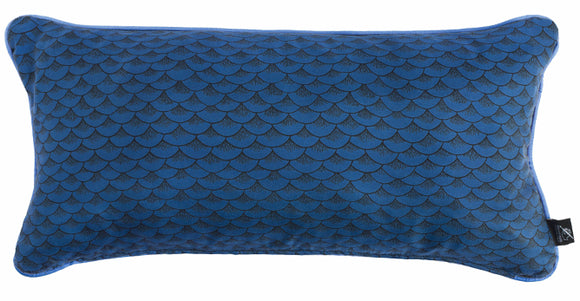 Fornasetti Silk cushion Sardine blue 50x25cm - Milk Concept Boutique