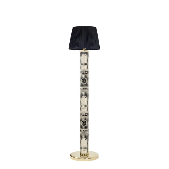Fornasetti floor lamp Facciata Quattrocentesca black on ivory - Milk Concept Boutique