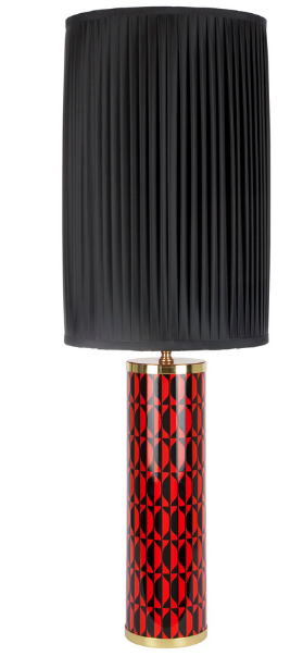 Fornasetti Cylindrical lamp base Losanghe Black/Red - Milk Concept Boutique