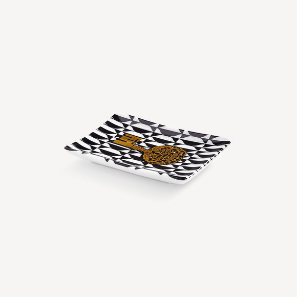 Fornasetti Rectangular ashtray Chiavi gold and Losanghe black/white - Milk Concept Boutique