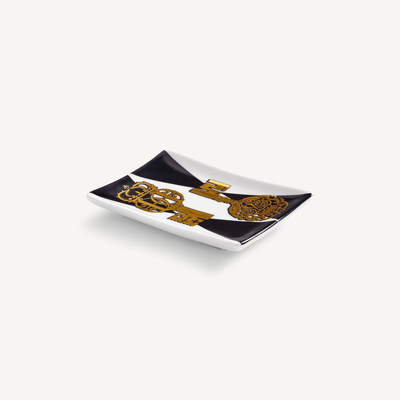 Fornasetti Rectangular ashtray Chiavi gold and Rombi black/white - Milk Concept Boutique