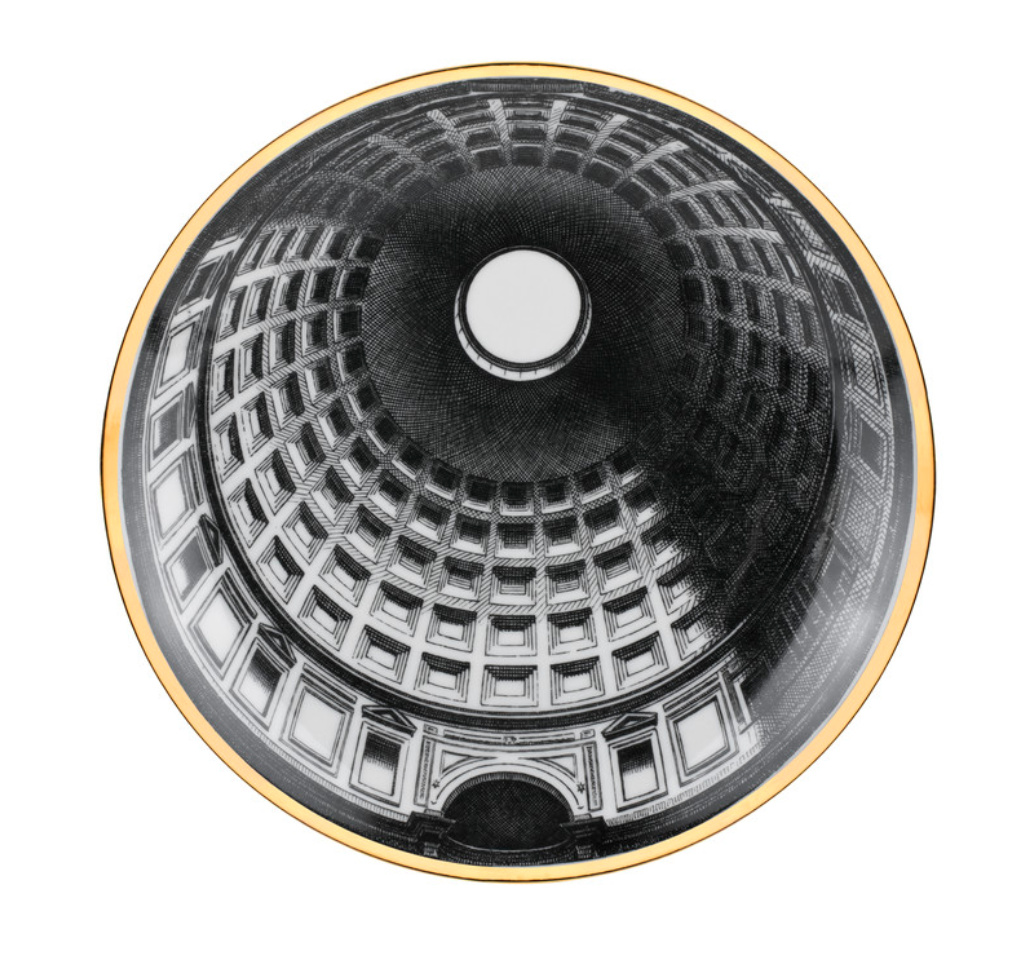Fornasetti Wall Plate Cupola Pantheon (Rome) black/white/gold - Milk Concept Boutique