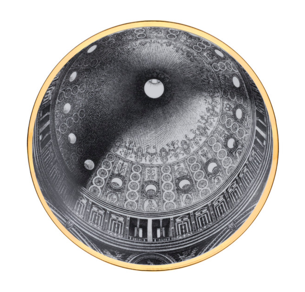 Fornasetti Wall Plate Cupola Tiburio di S. Maria delle Grazie (Milano) black/white/gold - Milk Concept Boutique