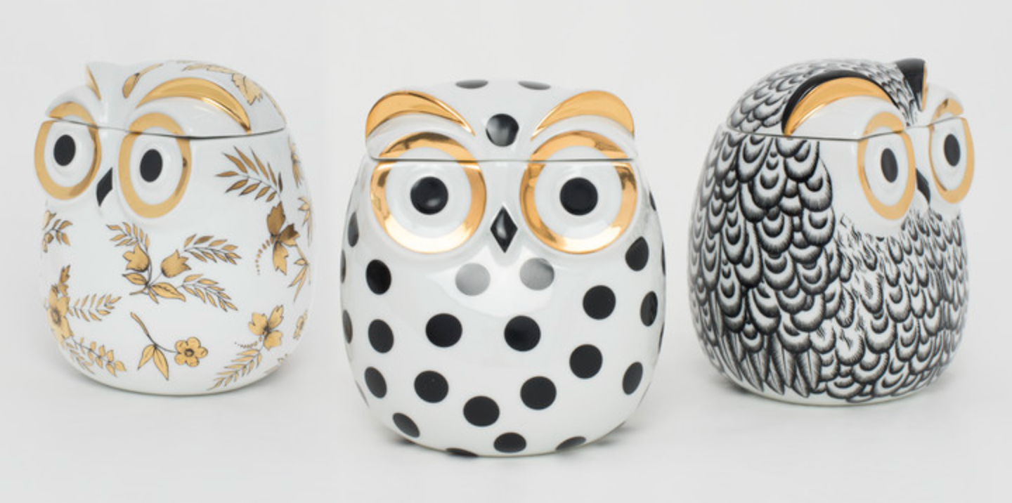 Fornasetti Jar Civetta Fiorata b/w/Gold - Milk Concept Boutique