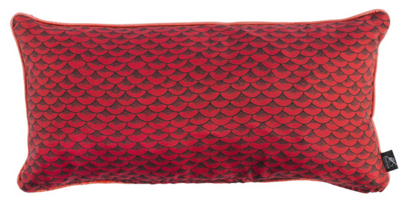 Fornasetti Silk cushion Sardine red 50x25cm - Milk Concept Boutique
