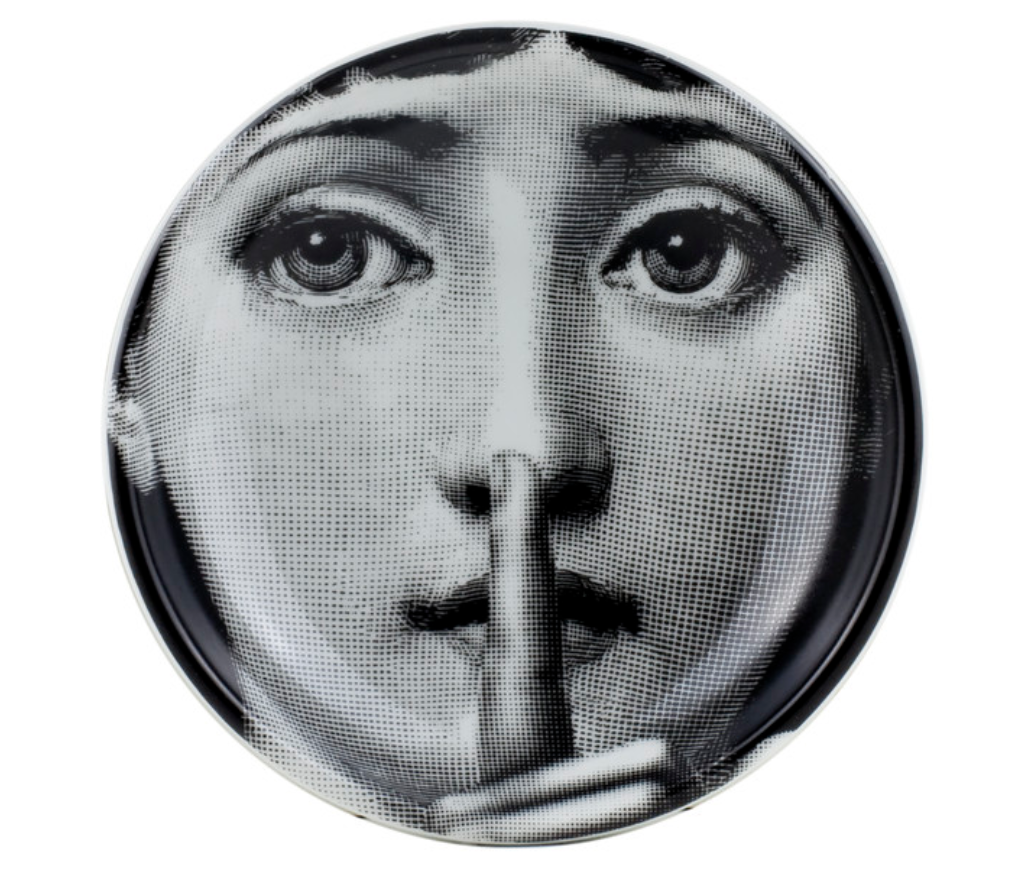 Fornasetti Round ashtray Tema & Variazioni n°334 black/white - Milk Concept Boutique