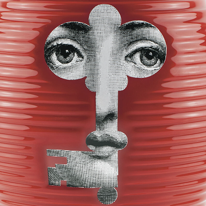 Fornasetti Vase Rigato serratura black/white on red - Milk Concept Boutique