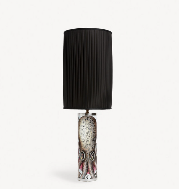 Fornasetti Cylindrical lamp base Octopus colour - chromed base - Milk Concept Boutique