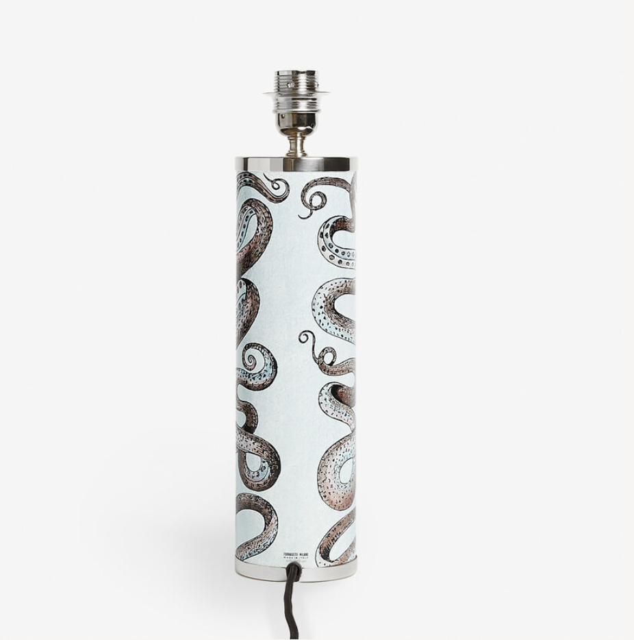 Fornasetti Cylindrical lamp base Octopus colour - chromed base - Milk Concept Boutique