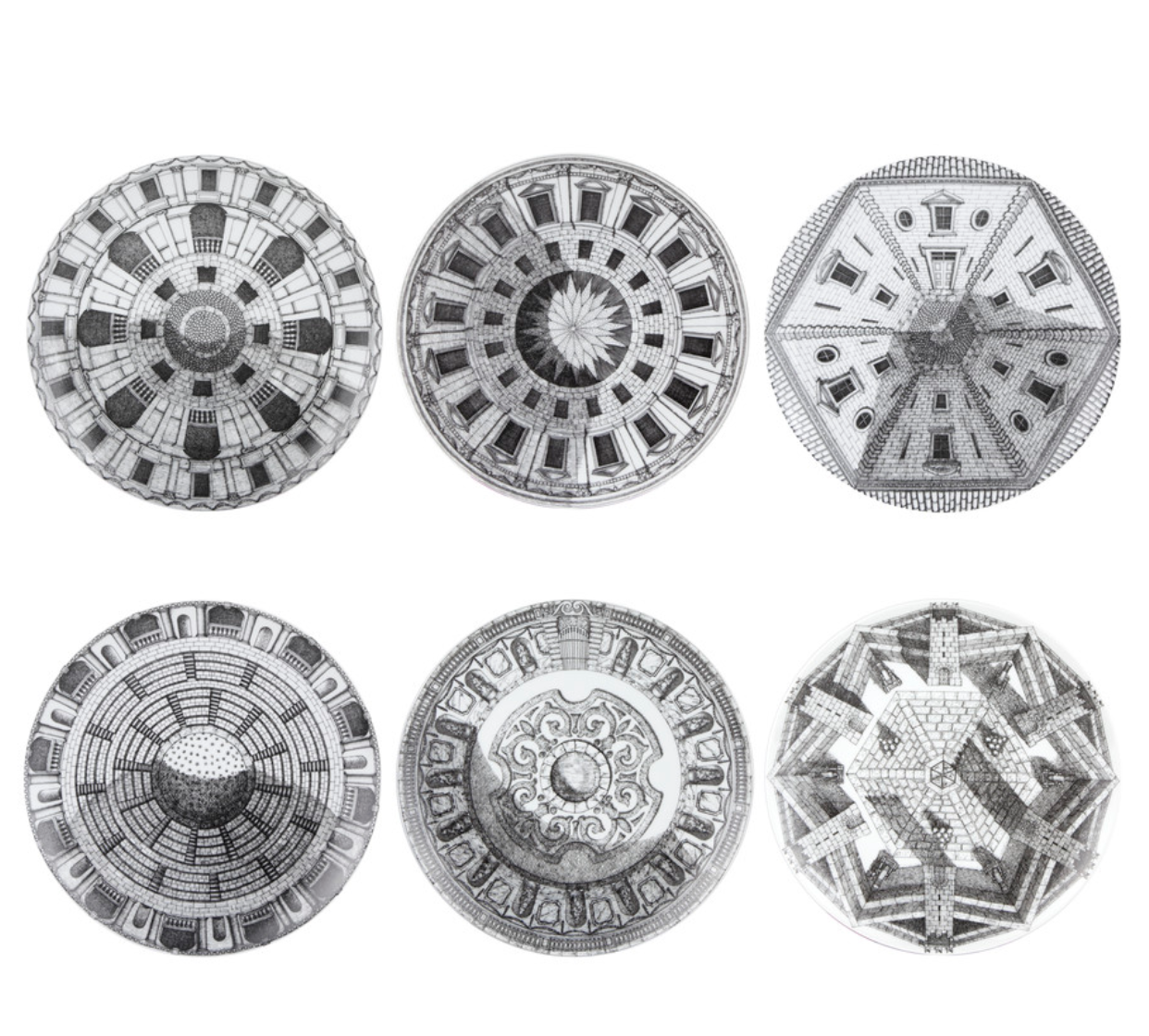 Fornasetti Plate Cortili n°5 black/white - Milk Concept Boutique