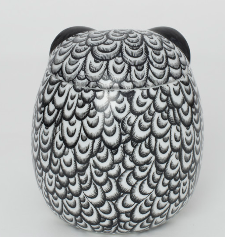 Fornasetti Jar Civetta Piumata b/w/Gold - Milk Concept Boutique