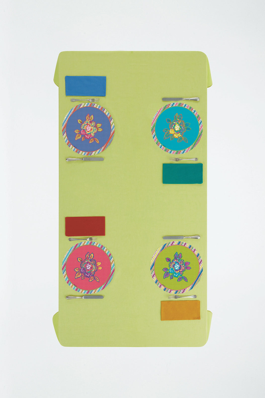 Lisa Corti 'Masonite' round placemat, Oro Bold Rose Green - Milk Concept Boutique