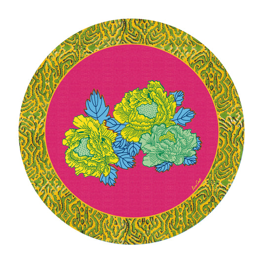 Lisa Corti 'Masonite' round placemat, set of two Kauai Fuxia - Milk Concept Boutique