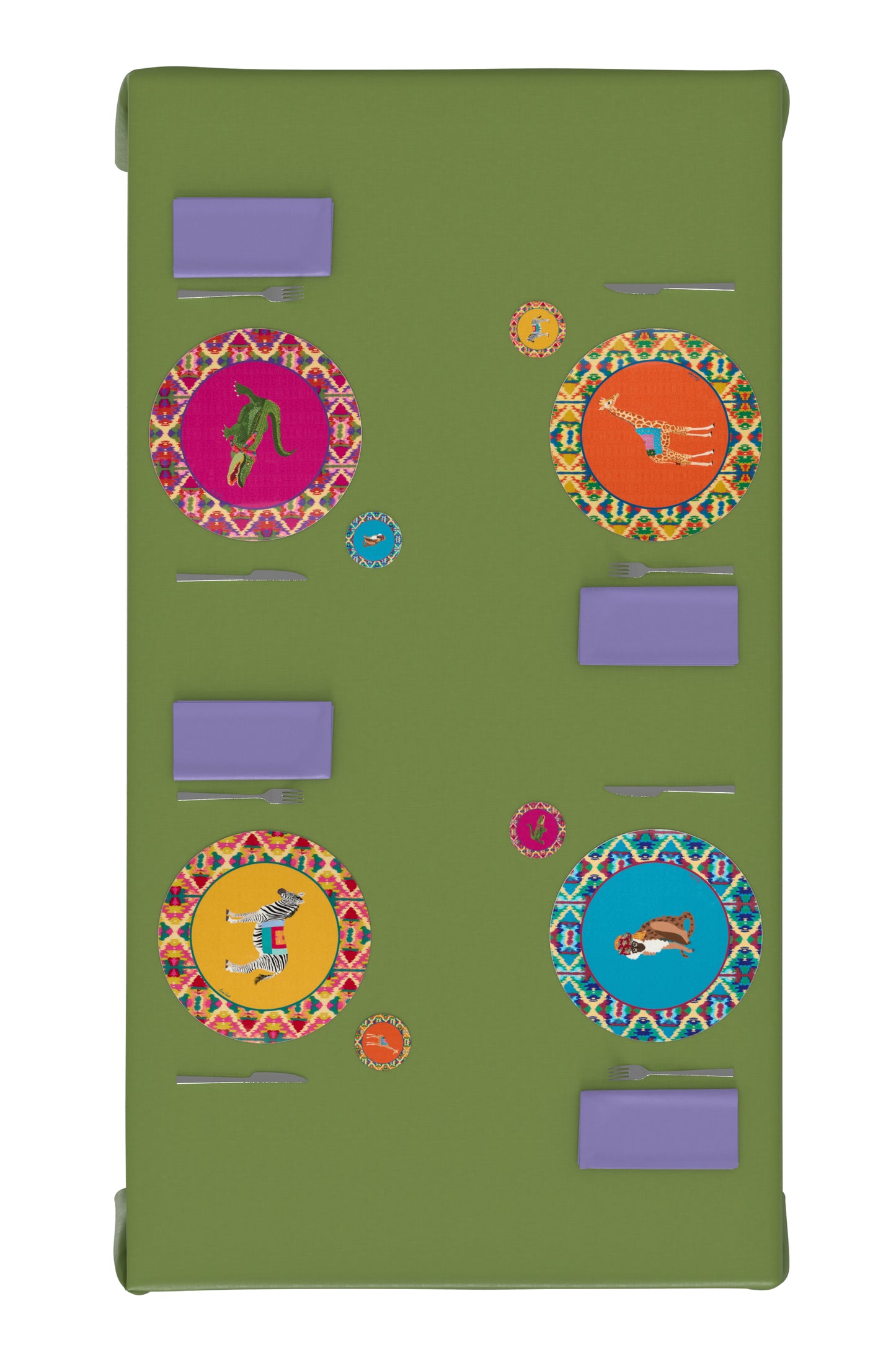 Lisa Corti 'Masonite' round placemat, Safarikat peacock - Milk Concept Boutique