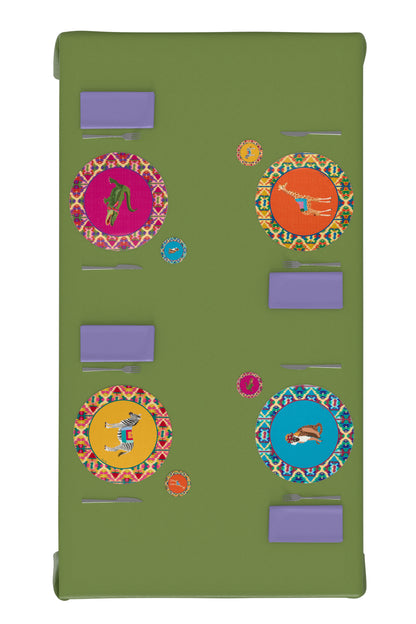 Lisa Corti 'Masonite' round placemat, Safarikat peacock - Milk Concept Boutique