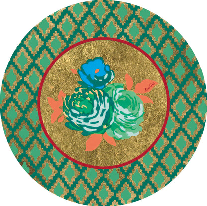 Lisa Corti 'Masonite' round placemat, Oro Bold Rose Green - Milk Concept Boutique