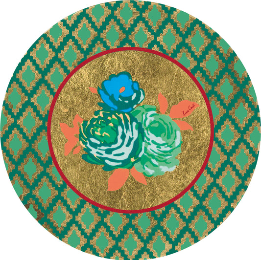 Lisa Corti 'Masonite' round placemat, Oro Bold Rose Green - Milk Concept Boutique