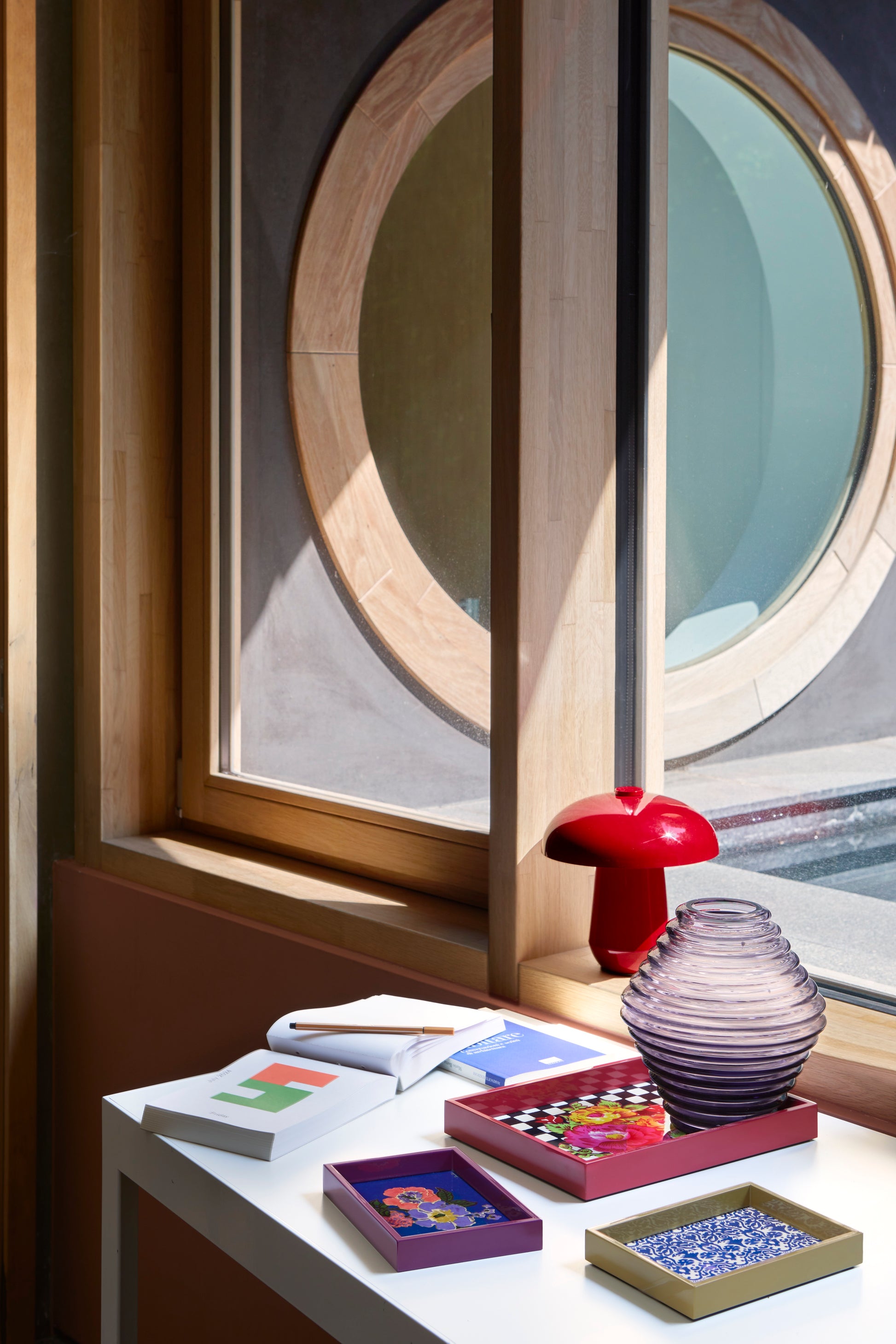 Lisa Corti Rectangular Damask Design Natural Blue Tray 18x12.5cm - Milk Concept Boutique