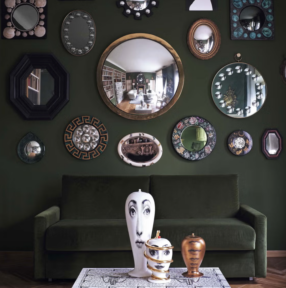 Fornasetti Convex Magic mirror ø30 cm with ring - Chrome frame
