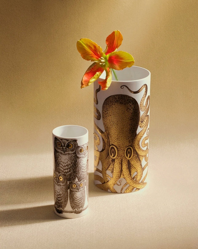 Fornasetti Vase Small Civette black gold white