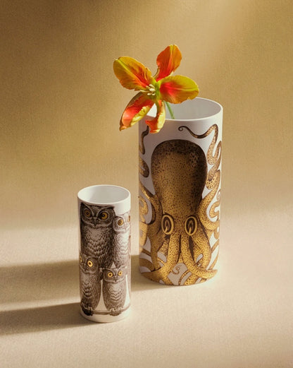 Fornasetti Vase Small Civette black gold white