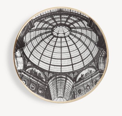 Fornasetti Wall Plate Cupola Galleria di Milano,  black/white/gold - Milk Concept Boutique
