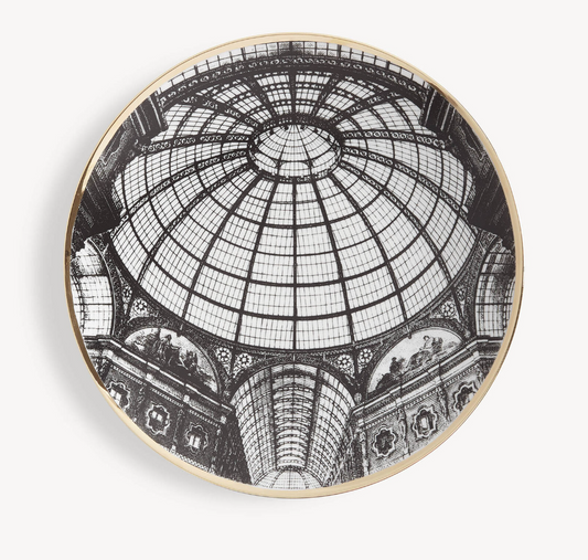 Fornasetti Wall Plate Cupola Galleria di Milano,  black/white/gold - Milk Concept Boutique