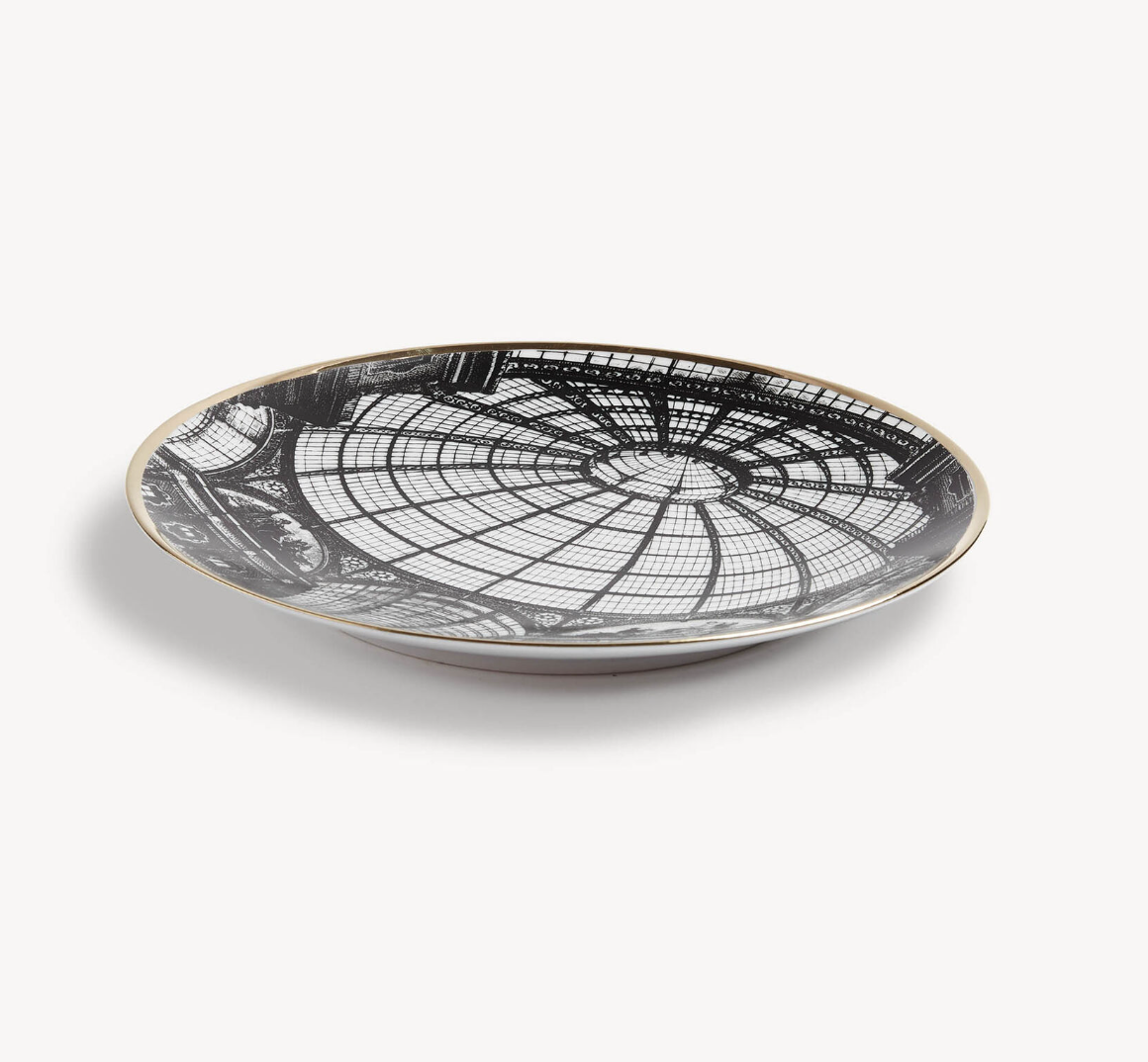 Fornasetti Wall Plate Cupola Galleria di Milano,  black/white/gold - Milk Concept Boutique