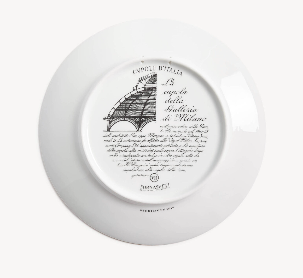Fornasetti Wall Plate Cupola Galleria di Milano,  black/white/gold - Milk Concept Boutique