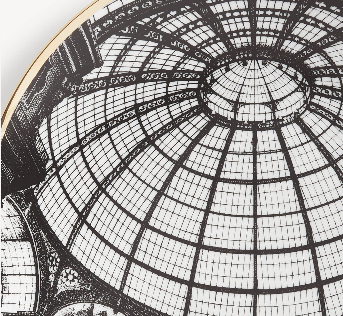Fornasetti Wall Plate Cupola Galleria di Milano,  black/white/gold - Milk Concept Boutique