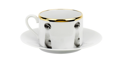 Fornasetti Tea Cup Serratura Black & White & Gold