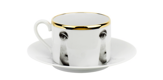 Fornasetti Tea Cup Serratura Black & White & Gold