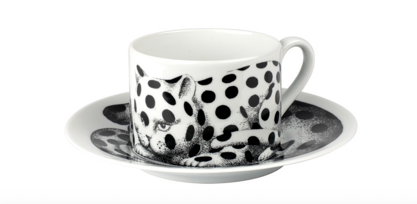 Fornasetti Tea Cup High Fidelity Pois Black & White