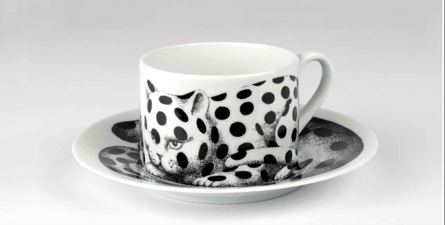 Fornasetti Tea Cup High Fidelity Pois Black & White