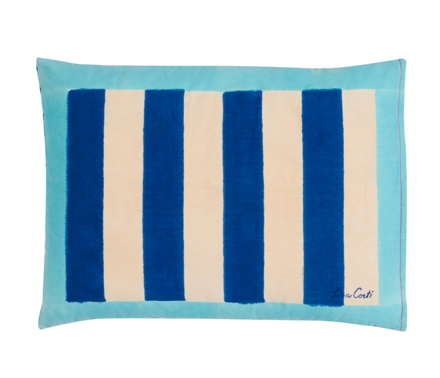Lisa Corti Cotton Cushion 30X40cm Nizam Stripes Blue Natural - Milk Concept Boutique