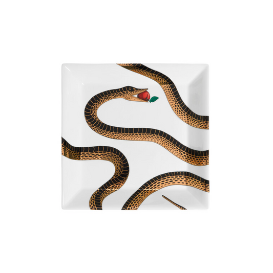 Fornasetti square plate (wide-poche) 20x20cm, Peccato originale black/gold/colour