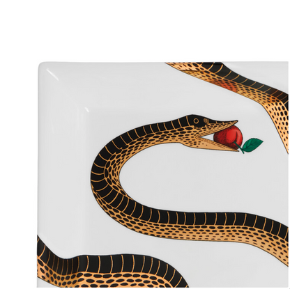 Fornasetti square plate (wide-poche) 20x20cm, Peccato originale black/gold/colour