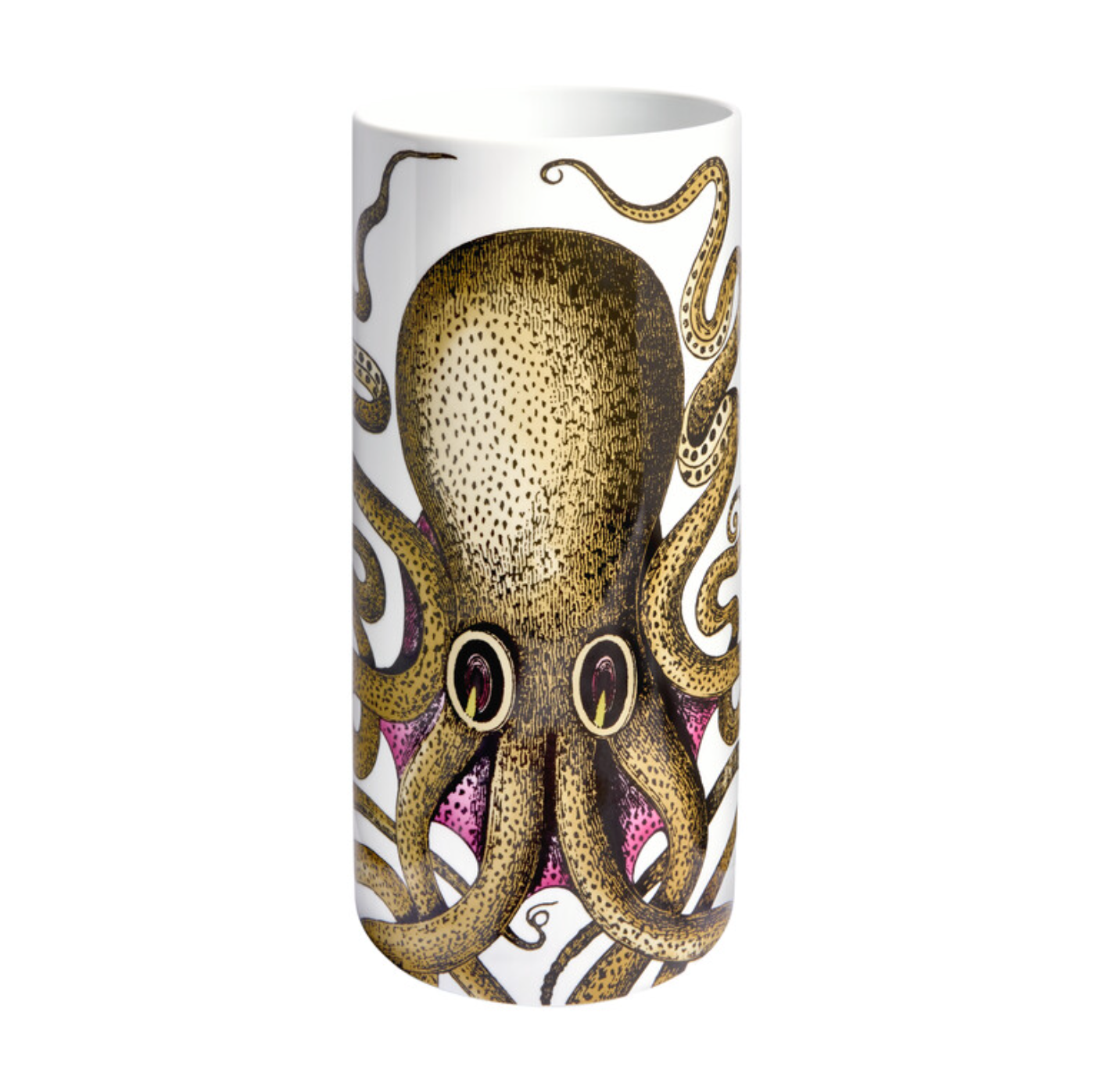 Fornasetti Medium Cylindrical Vase Polipo multicolour