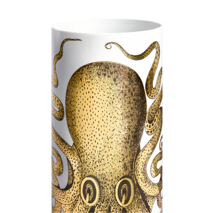 Fornasetti Medium Cylindrical Vase Polipo with gold