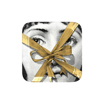 Fornasetti Square Ashtray Gift - Tema e Variazioni n.171 gold/black