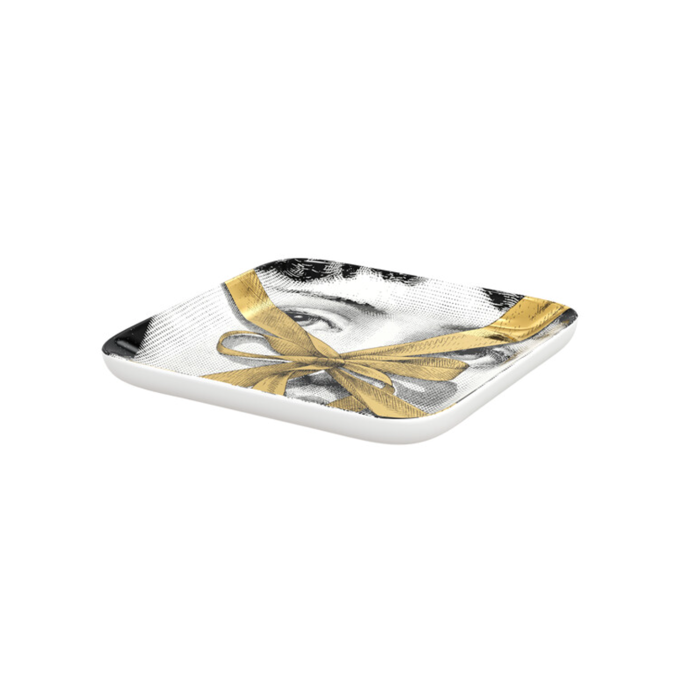 Fornasetti Square Ashtray Gift - Tema e Variazioni n.171 gold/black