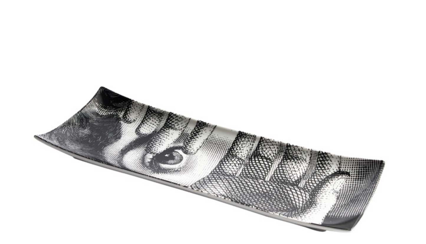 Fornasetti Rectangular Ceramic Tray Tema e Variazioni n.154 black/white