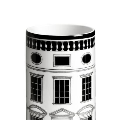 Fornasetti Cylindrical Vase Small Architettura black&white
