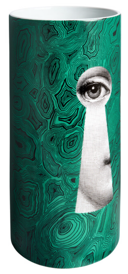 Fornasetti Medium Cylindrical Vase Serratura su Malachite