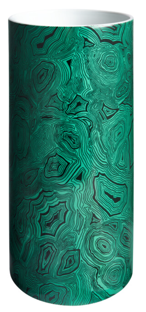Fornasetti Medium Cylindrical Vase Serratura su Malachite