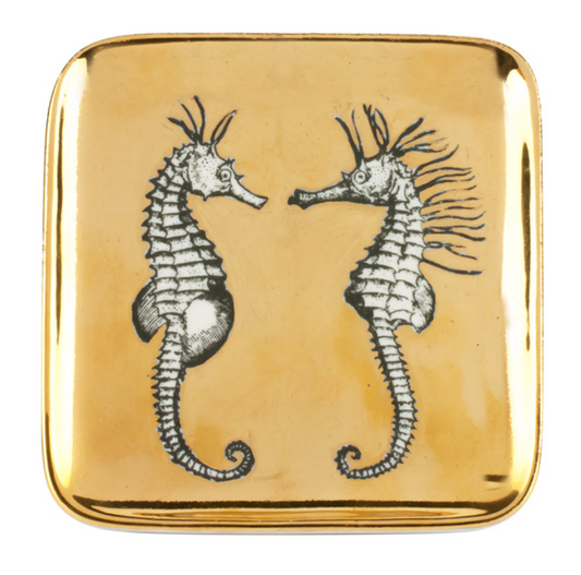 Fornasetti Square Ashtray Cavallucci Marini Gold