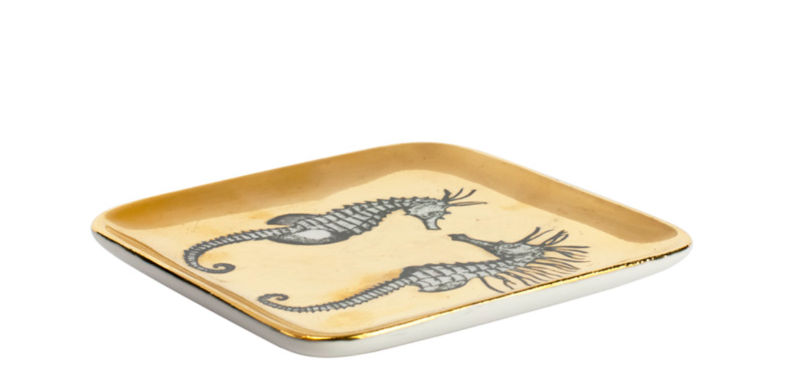 Fornasetti Square Ashtray Cavallucci Marini Gold